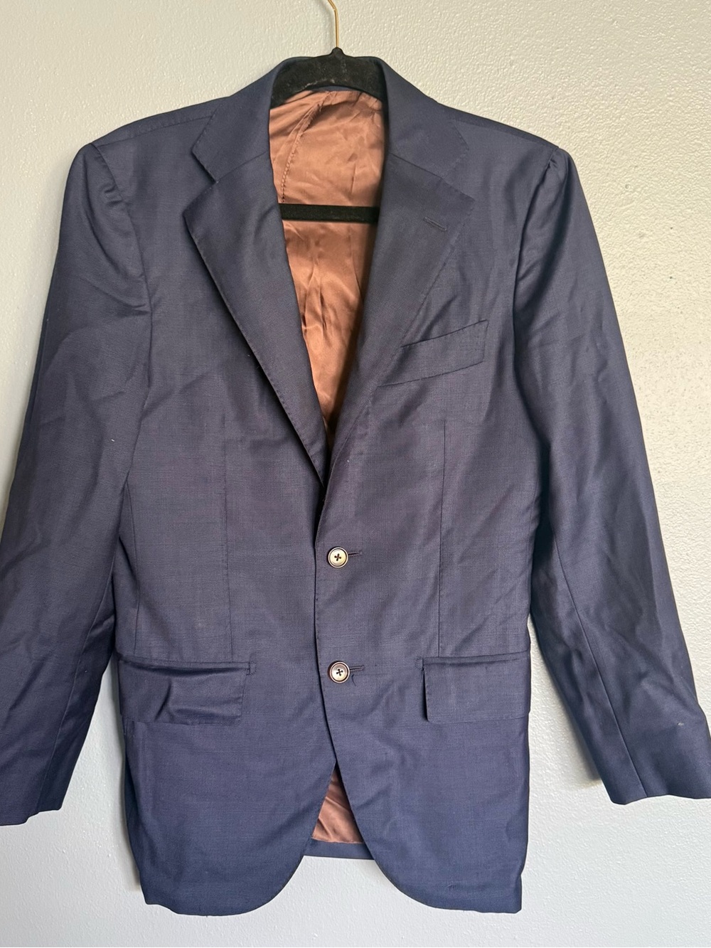 Suitsupply Navy Two-Button Sport Coat with Brown Lining
